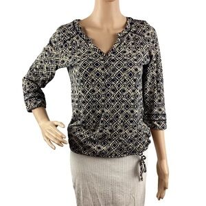 Lucky Brand Top Size S Blue Diamond Print